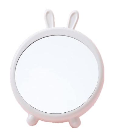 Glattly Girls Desktop Makeup Mirror  Rabbit Mirror  Large Mirror in Student Dormitory  Portable Princess Dressing Mirror. Mirror 2109(White)