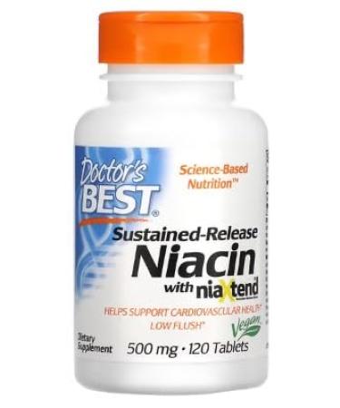 Doctor's Best Extended Release Niacin with niaXtend 500mg - 120 Tablets - Cardiovascular Support and Metabolic Health