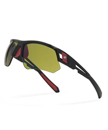 BLAITEJUS Golf Sunglasses for Men Women Wrap Semi-Rimless Sports Sunglasses Golfing Shades UV400 Protection Sun Glasses Bj01/Black Frame Green Lens