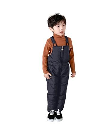 Toddler Ski Bibs Pants with Suspender, Boys Girls Thermal Thick Snow Suits Insulated Waterproof Windproof Overalls Black 4T