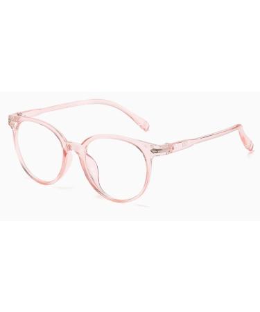 Blue Light Blocking Designer Reading Glasses Eyewear Anti Glare Computer Readers Round Flat Light Mirror +250 Pink