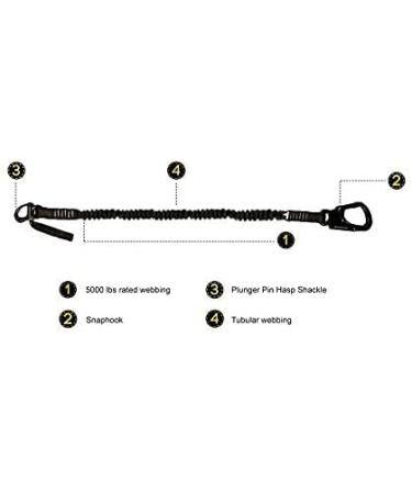 Fusion Tactical 23KN Black Elastic Sling Retention Helo Lanyard 4' - Snap Hook Shackle - 48x1 Size - Buy Online on GoSupps.com