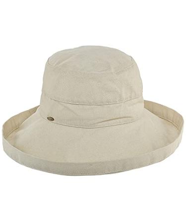 Scala Women's Cotton Hat with Inner Drawstring and Upf 50+ Rating One Size Natural
