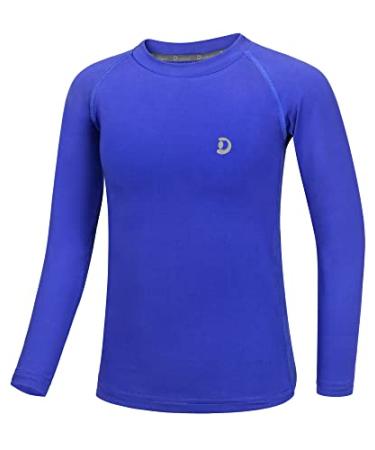 Dizoboee Youth Boys Compression Shirt Long Sleeve Kids Football Undershirt Moisture Wicking Baseball Shirt Sports Baselayer Royal Blue L