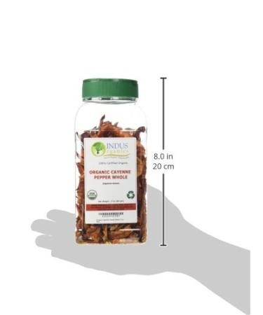 Indus Organics Cayenne Pepper Whole - 3 Oz Jar (40,000 SHU) | Premium Grade, Steam Sterilized, High Purity - Buy Online on GoSupps.com
