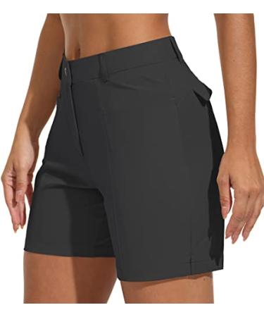 RlaGed Women's Golf Shorts Quick Dry Summer Shorts Athletic Casual Hiking Shorts with Pockets Water Resistant Travel 1-black Small