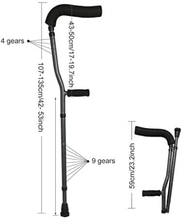 SilteD Folding Crutches Ergonomic Underarm Crutch Youth/Adult/Tall Adult Aluminum Crutches for Adults and Children with Heights 145-180cm - Buy Online on GoSupps.com