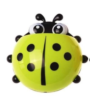 mrinnger Creative Ladybug Kids Wall Suction Toothbrush Toothpaste Holder Box (Green)