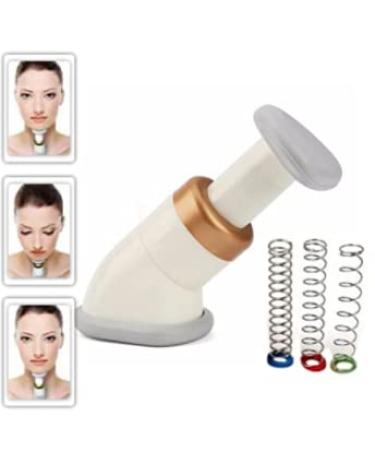 Neckline Slimmer & Toning Massager System, Double Chin Remover Facial Neck Line Exerciser Chin Massager, Face Lift Thin Jawline Double Chin Reducer, 100 Pcs Cotton Swabs, Workout for Men and Women
