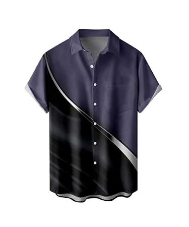 Mens Shirts Casual Fashion Short Sleeves Solid Plain T Urban Stylish Hawaiian Shirt for Workout Party Purple 3X-Large