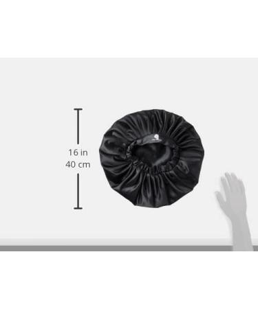 Royalty Headwear Silk Satin Bonnet for Women - Adjustable Jumbo Non-Slip Cap for Sleeping - Black - Buy Online on GoSupps.com