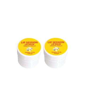 Lip Session Lip Balm (Cold Sores Dry Chapped Lips & Fever Blisters) Vanilla Flavor .33 Oz. (2)