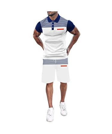 Mens Fashion Short Sleeve T Shirt and Shorts Set Summer 2 Piece Outfit 3XL Bathing Suit for Men 3X-Large Red