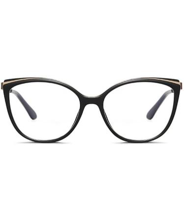 Parwana Cat-Eye Blue Light Blocking Reading Glasses - Oversized Flat Mirror Design (+0.00 Black) | Protect Your Eyes from Digital Strain - Buy Online on GoSupps.com