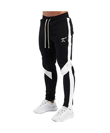PIDOGYM Men's Track Pants,Slim Fit Athletic Sweatpants Joggers with Zipper Pockets Black Large