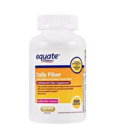 Equate Daily Fiber Multi-Benefit Natural Psyllium Husk Fiber 300 Capsules (Pack of 2)