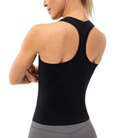 Ukaste Women's Studio Essential Racerback Tank Top Yoga Performance Workout Tops Waist Length - Ultra Soft 4 Black - Waist Length - Ultra Soft