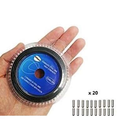 10LB-200LB Vinyl Coated Stainless Steel Fishing Wire Leader 10m with 20 Crimps - Black 30LB - Buy Online on GoSupps.com