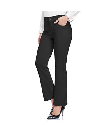 HISKYWIN Womens Dress Pants Stretch Work Office Business Slacks Comfy Yoga Golf Pants with Pockets 29'' Inseam XX-Large Black