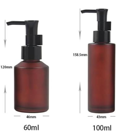 MZUU 1PCS 60ML/2OZ Empty Refillable Amber Frosted Glass Bottles with Pump Vial Cosmetic Cream Lotion Dispenser Jars Storage Container for Essential Oil Emulsion Essence Portable Travel Bottle - Buy Online on GoSupps.com