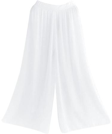 Angcoco Women's Chinese Traditional Dance Wide Leg Mesh Pants - Brightwhite - Buy Online on GoSupps.com