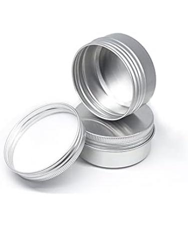 50 Pack 50ml Silver Aluminum Jars with Screw Caps - Empty Cosmetic Containers & 40mm Stickers for Cerz Dose Cosmetics - Buy Online on GoSupps.com