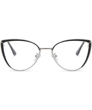 Blue Light Blocking Cat-Eye Reading Glasses for Women | Anti Eyestrain Oversized +200 Silver Eyewear - Buy Online on GoSupps.com