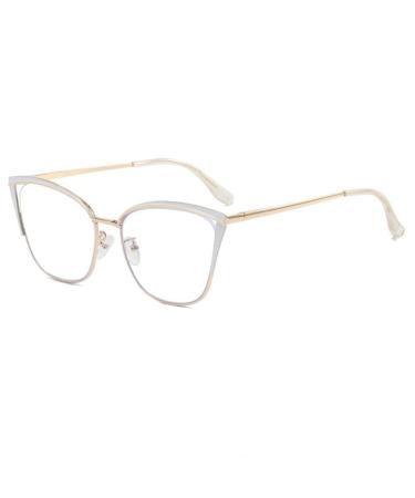 Oversized Cat-Eye Reading Glasses Blue Light Blocking Computer Readers Flat Light Mirror Anti UV Eyeglasses +250 Whtie