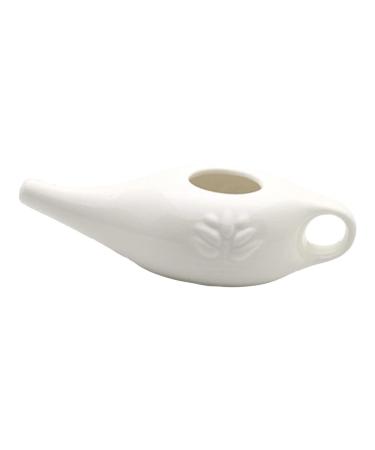 ALOEU 250Ml Ceramic Neti Pot Nose Cleaning Pot Durable Leakproof Spout Pot for Nasal Rinsing Nose Washing Men and Women White