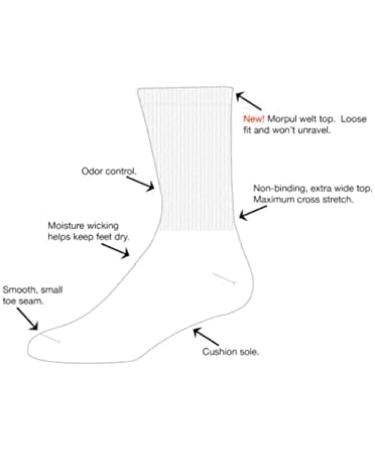 Diabetic Socks 6 Pairs, White Crew Socks for Men & Women, Loose Fit Non-Binding, Made in USA - Medium - Buy Online on GoSupps.com