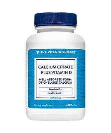 Calcium Citrate with 400IU Vitamin D Mineral Essential for Healthy Bones & Teeth 100% Daily Value of Well Absorbed Form of Chelated Calcium Vitamin D (as Ergocalciferol) (240 Tablets) 240 Count (Pack of 1)