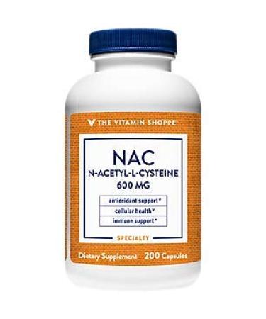 The Vitamin Shoppe NAC NAcetylLCysteine Promotes Cellular Health Immune Antioxidant Support 600 MG (200 Capsules)