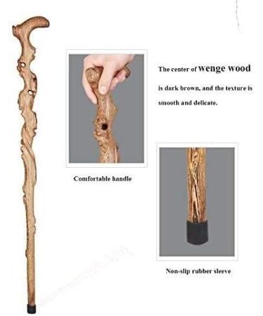 Wooden Cane Solid Walking Stick Walking Cane Handcrafted Wood Cane with Handle Carving Crutch As Gifts for Men and Women for Elderly Seniors - Buy Online on GoSupps.com