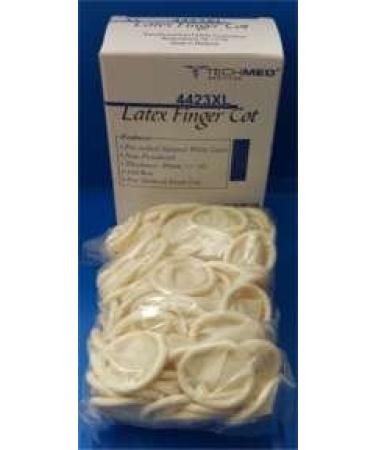 DUKAL TECH-MED Latex Finger Cots Covers Condoms White X-Large 144/BOX Powder Free Rubber 4423XL (Former 4403XL)