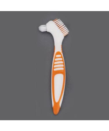 Dental Prostheses Cleaning Brush Set | Ergonomic False Teeth Brush with Double Bristles for Denture Care (Purple) - Portable & Multi-Layer Design - Buy Online on GoSupps.com