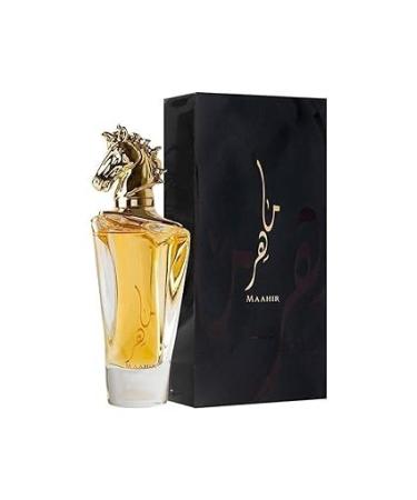 Imported Long Lasting Luxury Perfume Spray Maahir Gold Premium Refreshing Oud and Musk Fragrances Eau De Parfum Perfume Spray for Unisex (Pack of 1) | 100 ml