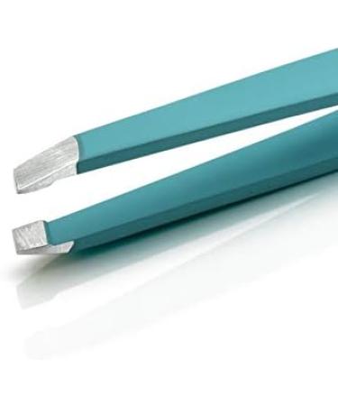 Effective Eyebrow Slanted Tweezer Covered with Colour Silicon (Turquoise) - Buy Online on GoSupps.com