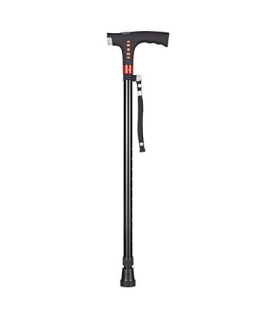 Walking Stick Elderly Quad Multifunctional Illuminated Non-Slip Telescopic Walking Stick Smart Radio Aluminum Crutches Black powerfully