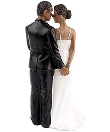 SCHOLMART African American Wedding Cake Topper Black Couple Hand Painted Durable 3x2.3x6.3 inch Resin 1 Unit - Buy Online on GoSupps.com