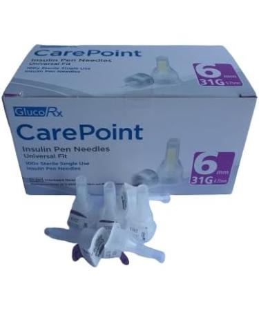 Carepoint Diabetic Insulin Pen Tips 31G x 6 mm (100 Pcs/Box) - GlucoRX + Free Travel Bag - Buy Online on GoSupps.com