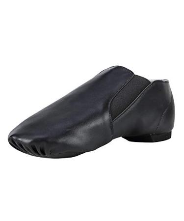 Dynadans PU Leather Jazz Shoe Slip On Dance Shoes with Side Elastics for Girls and Boys (Toddler/Little Kid/Big Kid) 10 Little Kid Black