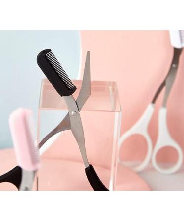 Professional Precision Eyebrow Trimmer Scissors with Comb - Black/Silver for Men - Buy Online on GoSupps.com
