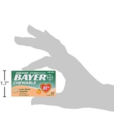 Bayer Children's Chewable Aspirin Pain Reliever Orange 36 ct - Pack of 1 - Buy Online on GoSupps.com