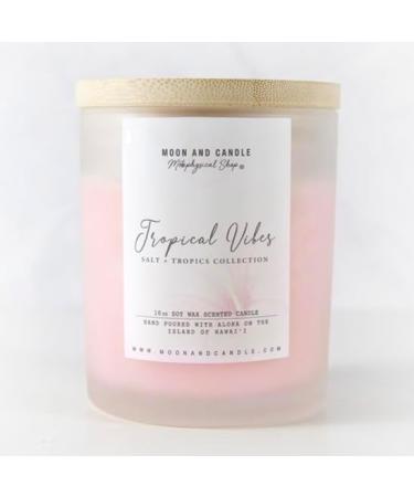 Soy Wax Candle - Hibiscus Plumeria Scented | 10 oz Frosted Glass | Made in Hawaii | Aromatherapy with Hawaiian Salt & Essential Oils - Buy Online on GoSupps.com