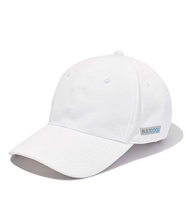 BUILTCOOL Mesh Cooling Baseball Hat - Moisture Wicking Ball Cap for Hot Weather, Running, Tennis, and Golf White One Size