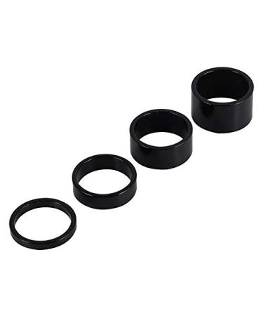 Keenso 5/10/15/20mm Headset Spacers, 4Pcs Bicycle Aluminum Alloy Head Tube Spacers Bike Front Stem Fork Washer Black