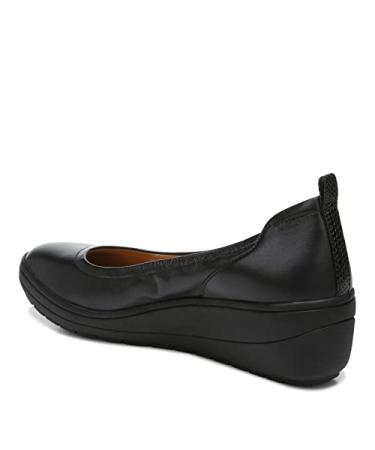 Vionic Women's Advantage Jacey Slip On Wedges - Supportive Ladies Platform Wedges  Three - Zone Comfort Orthotic Insole 9 Black/Black Leather