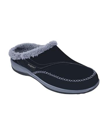 Orthofeet Innovative Orthopedic Slippers for Women - Ideal for Plantar Fasciitis Foot & Heel Pain Relief. Arch Support Slippers Cushioning Ergonomic Sole & Extended Widths - Charlotte 8 Black