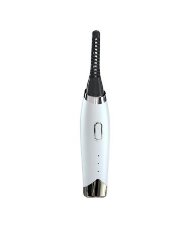 kawehiop Electric Eyelash Curler Handheld Long Lasting 2.9W USB Charging Silicone Cover Curling Brush Office Makeup Tool White