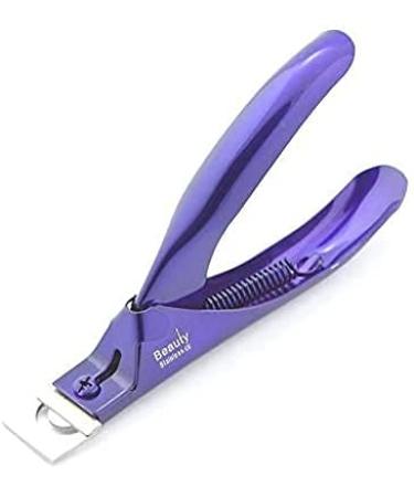 Acrylic False Nail Tip Clipper Stainless Steel Nail Tip Cutter Trimmer Fake Nail Clippers for Nail Extensions Perfect for Home or Professional use (Purple)